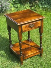 Antique Reproduction Solid Oak Side Table Bedside Table Stool