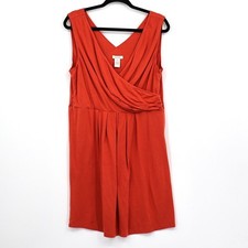 Sundance Faux Wrap Dress Womens 14 Orange Casual Resort Coastal Beach Weekend