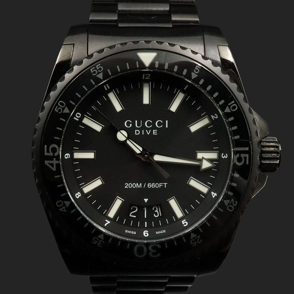 Orologio Uomo Gucci 45MM Acciaio Nero Quarzo Subacqueo Cinturino Metallo YA136205 135193822