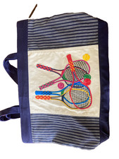 RARE Tennis theme navy/white stripe canvas ra...