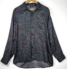 Vintage 90s Bon Homme Rayon Paisley Shirt Mens Medium Made in USA Button Front
