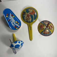 Vintage Noise Makers Lot Of 4 Clowns, Pretty Girl And Polka dots USA Made