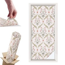 Frosted Privacy Window Film Privacy Floral Pattern Abstraction Beige