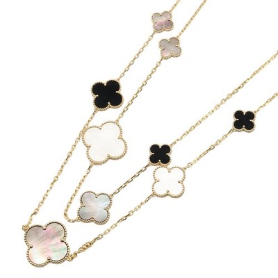 Van Cleef & Arpels Magic Alhambra Grey Shell Necklace 18KYG Gold Used women MOP