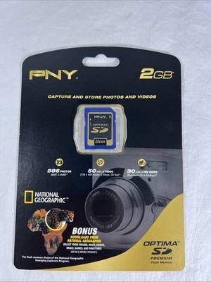 (NEW) PNY Optima 2GB SD Card P-SD2GB-EF Ultra High Speed Memory SEALED