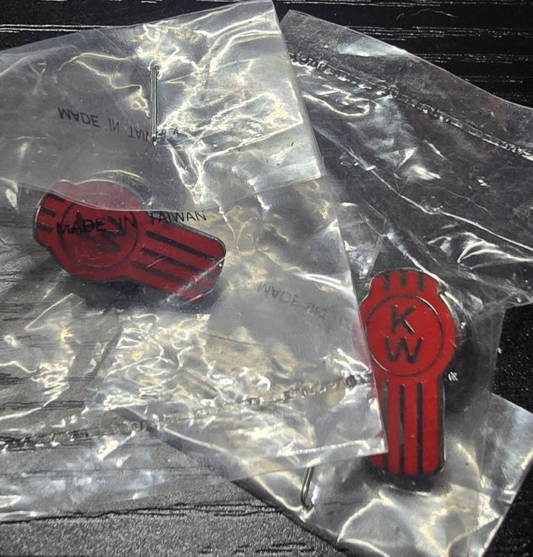 2 KW Kenworth Logo Pin American Truck Manufacturer Red & Silver Color Old Style 