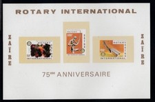 ZAÏRE 75th Anniversary of Rotary International MNH souvenir sheet
