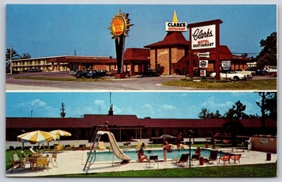 Vintage Quality Inn Clark's Motel Restaurant Santee SC Pool Postcard AA797
