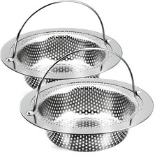 2 Pack Kitchen Sink Drain Strainer with Handle, Stainless Steel Large Kitchen...