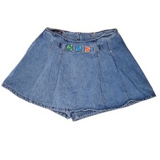 Vtg Y2K Zana Di Jeans Denim Mini Skorts Pleated Shorts Floral size 7/8 Grunge