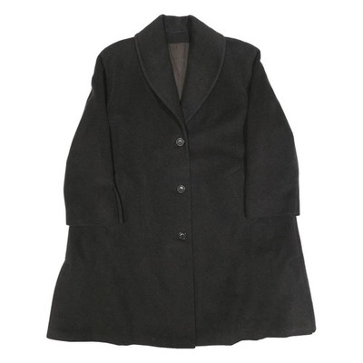 Klassischer Damenmantel schwarz Wollmischung geknöpft UK 12 schlicht elegant