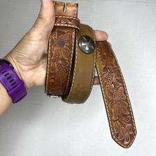Ranger Belt Co WB2184 Genuine Leather Brown Celtic Maltese Cross Concho Belt