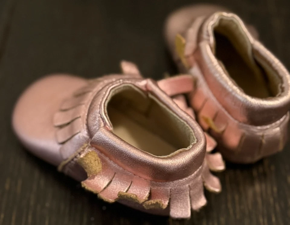 Old Soles Baby Infant Girls Pink Metallic Moccasins EU 19 US size 3, 6-9 months - Image 3 of 4