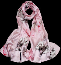 100 Silk mulberry Scarf Women neckerchief Shawl Wrap floral pink red gray MY125