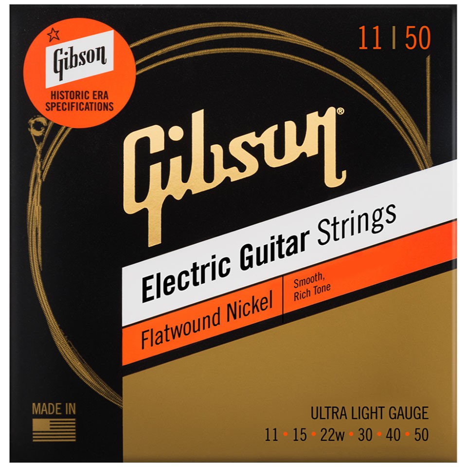 Saiten E-Gitarre Gibson SEG-FW11, UL 011-050, Flatwound Gitarrensaiten E- Gitarr