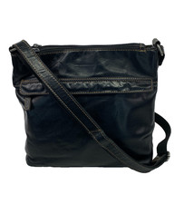 Jack Georges Voyager Women's Black Leather Crossbody Messenger Bag Purse Medium