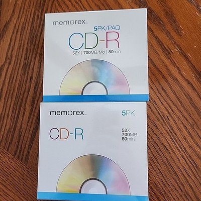 2 New Sealed Memorex 5pk Cd-r 52x 700mb 80 Min Discs Disks