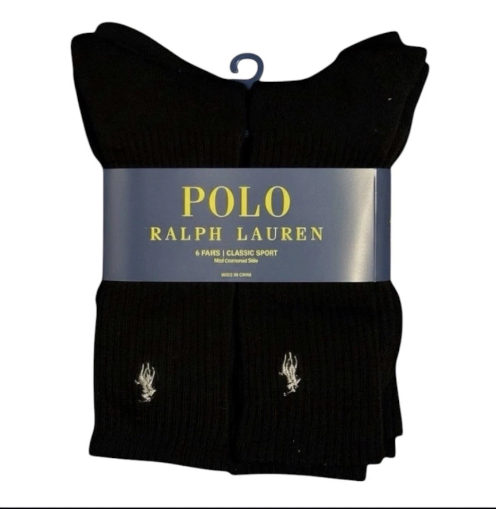 Polo Ralph Lauren Classic Sport Half Cushioned Socks Men's Size 6-12 (6-Pack)