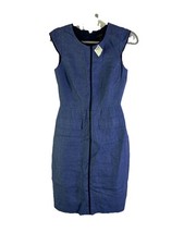 New J.Crew Womens 0 Patch Pocket Linen Sheath Dress Blue