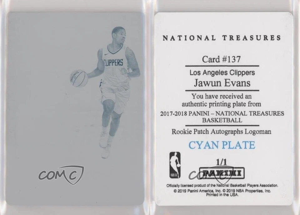 2017 Panini National Treasures Patch 1/1 Jawun Evans Rookie Auto RC Logoman 0l2 - Image 3 of 3