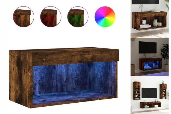 Lowboard Medienboard TV- Schrank Tv-Wandschrank Mit LED Leuchten RäUchereiche 60-image