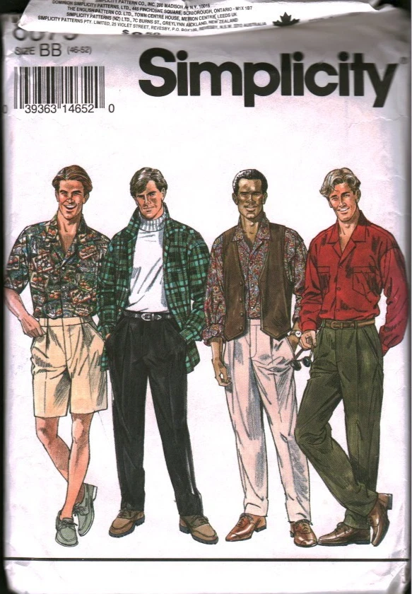 1970vntage Costura Patrón Smplcdad 5154 Msses Fácl Mn Jumper Vestdo Ya Roto Tamaño 8