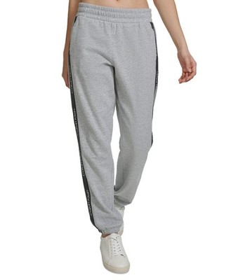 Calvin Klein Performance Women's Eco Fleece Logo Stripe Joggers Grey Size L $59