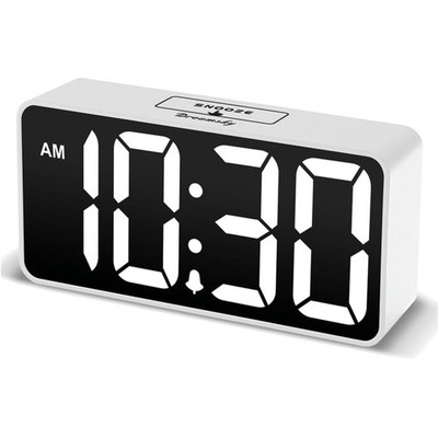 Compact Nightstand Clock with Brightness Dimmer and Adjustable Alarm Volume
