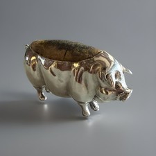 Antique English Sterling Pig/Hog Pin Cushion, Levi & Salaman Birmingham, 1904