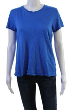 Goldie Women Basic T-Shirt Blue 100% Pima Cotton Crew Neck Short Sleeve Size S