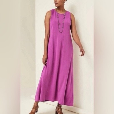 J. Jill Wearever Double Face Jersey Seamed Pink Purple Maxi Dress Size XL