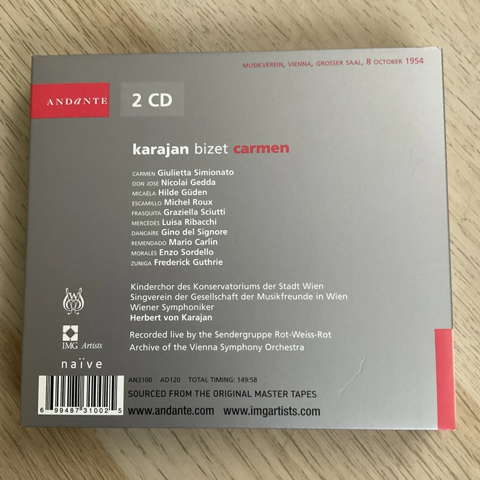 Bizet - Carmen. CD Gesamtaufnahme. Karajan Wien 1954. Simionato Gedda - Bild 2 von 4