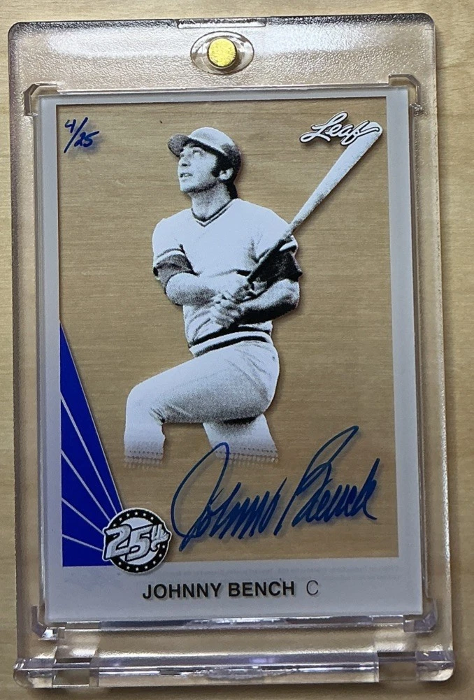 Leaf Johnny Bench Autographed Baseball Sports Trading Cards