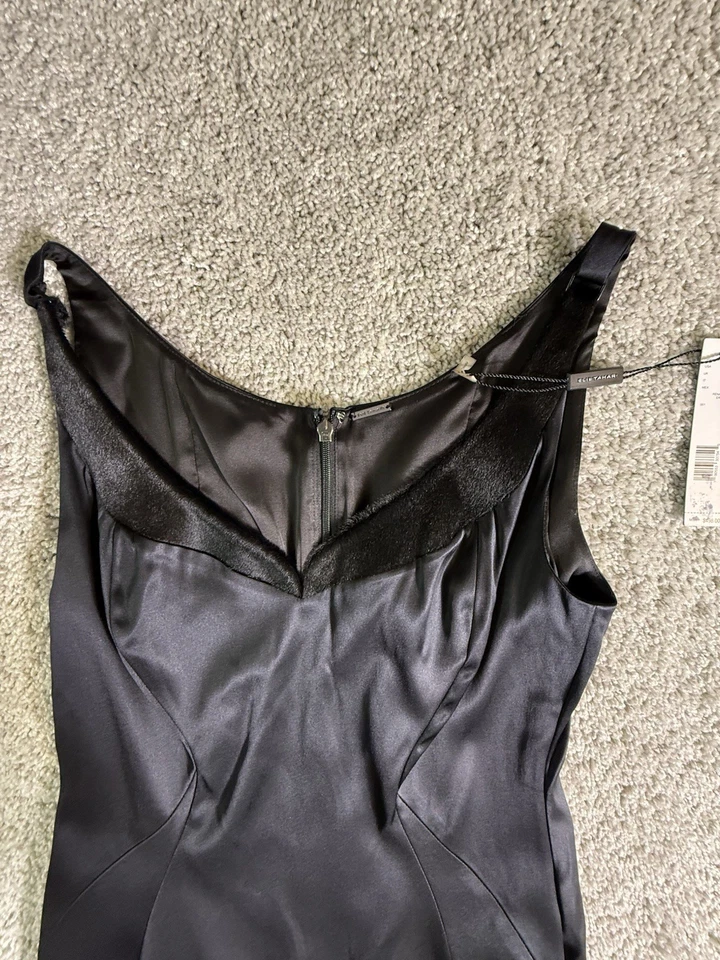 Elie Tahari Pencil Dress Size 4 With Real Calf Hair Black Sleeveless $498 MSRP - Image 2 of 4