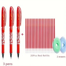 8x Black Erasable Pens Rub Out Pens Ink Eraser Pen with Rubber Erasable Gel Pens