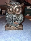 Vntg Tiffany Style Mosaic Stained Glass Owl Table Lamp Night Light  6.5" Works!