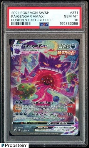 2021 Pokemon SWSH Fusion Strike Secret #271 FA Gengar VMAX PSA 10 GEM MINT