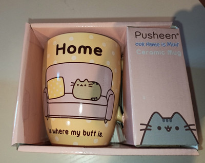 !!! Original PUSHEEN Ceramic Mug Home Is Where My Butt Is OVP Katze Tasse !!!