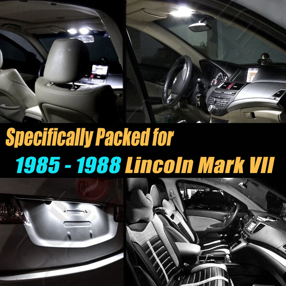 10Pc Car Interior LED Super White Light Bulb Kit for 1985-1988 Lincoln Mark VII - Image 2 of 4