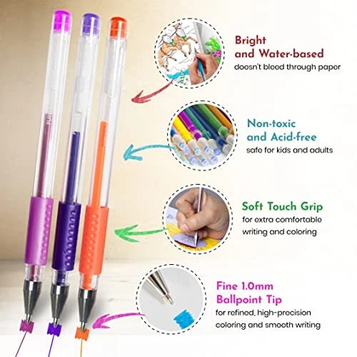 ColorIt Gel Pens For Adult Coloring Books 96 Pack - 48 Artist Premium  Quality 638037929522