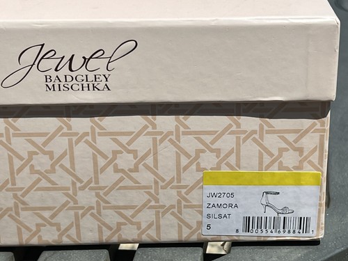 BADGLEY Mischka Jewel Zamora Metallic Stiletto Strappy Sandals shoes size 5 - Picture 16 of 16