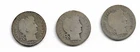 Lot of 3 Barber Dimes : 1900 1900-O 1900-S