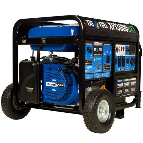 DuroMax XP13000HXT - 10,500 Watt Electric Start Tri-Fuel Portable Generator w...