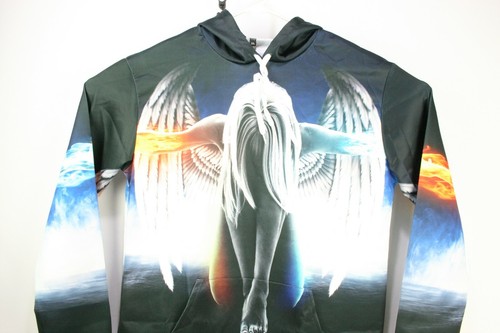 Herren Hoodie Größe 3XL 4XL Sweatshirt Engel geflügelt Feuer und Eis Grafik Neu ohne Etikett - Bild 2 von 12