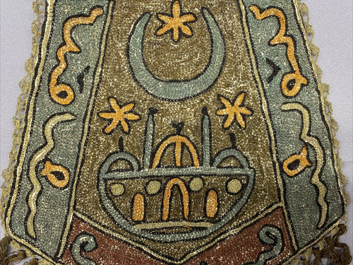 Hermoso Bolso de Mano Antiguo Imperio Otomano Tugra Cosido Art Nouveau Dorado - Imagen 3 de 11