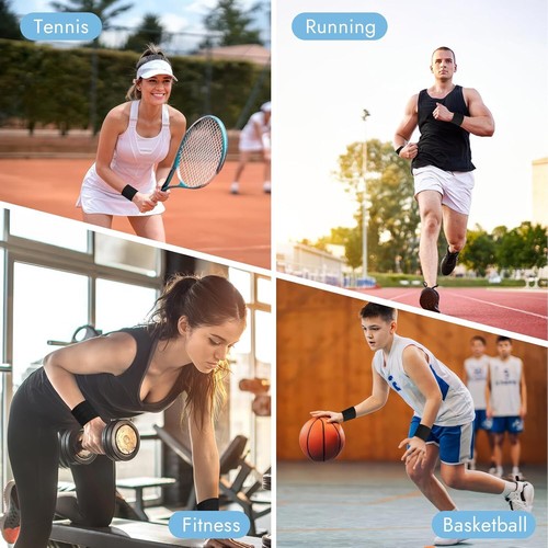 8 Pcs Sports Wrist Sweat Bands for Men & Women, Absorbent Wrist Sweatbands Ten - Picture 7 of 7