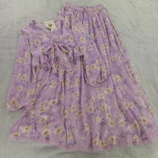 Z and L Europe Skirt Set Womens Small Purple Floral Multi Metallic Maxi Boho