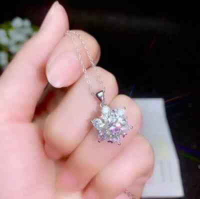2 CT Round Cut White LabCreated Diamond Solitaire Pendant 14K White Gold Plated
