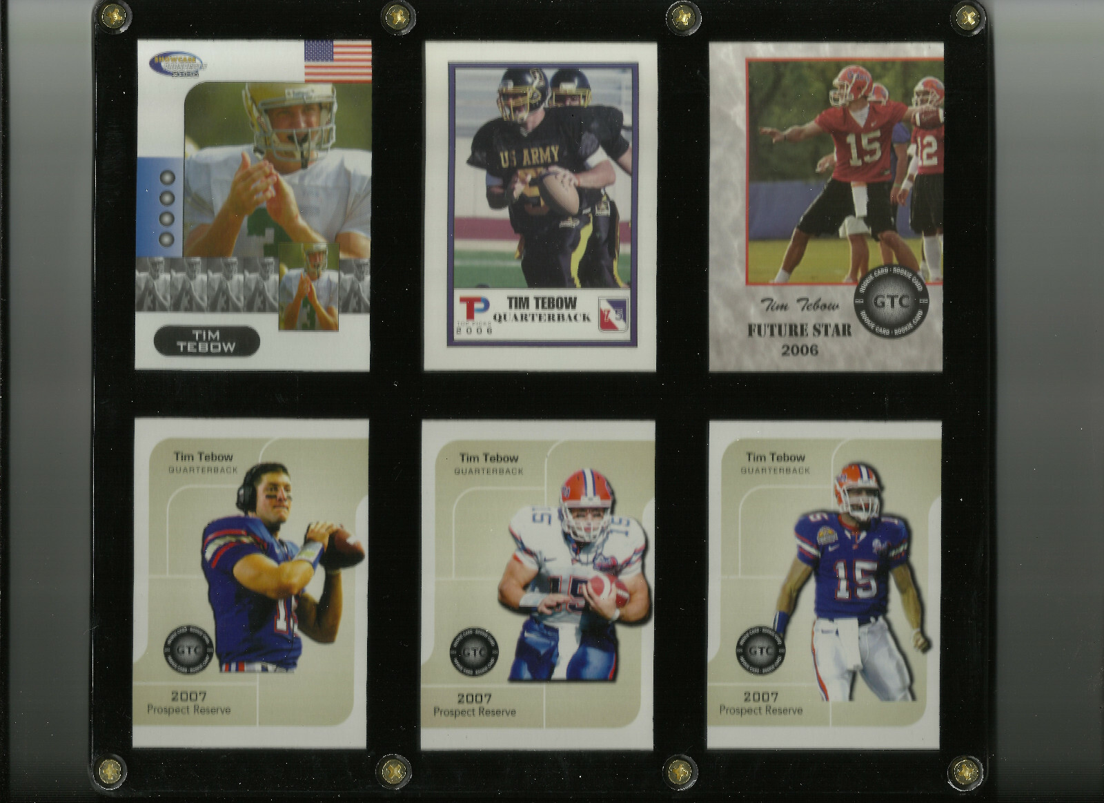 TIM TEBOW - 6 PRE-ROOKIE FOOTBALL CARDS (FLORIDA GATORS) (BRONCOS,  JAGUARS)