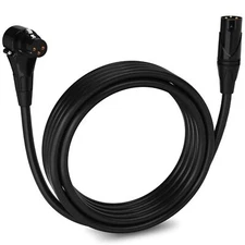 LyxPro 15 Feet Microphone XLR Angled Female Cable, 3 Pin Mic Cable - Black
